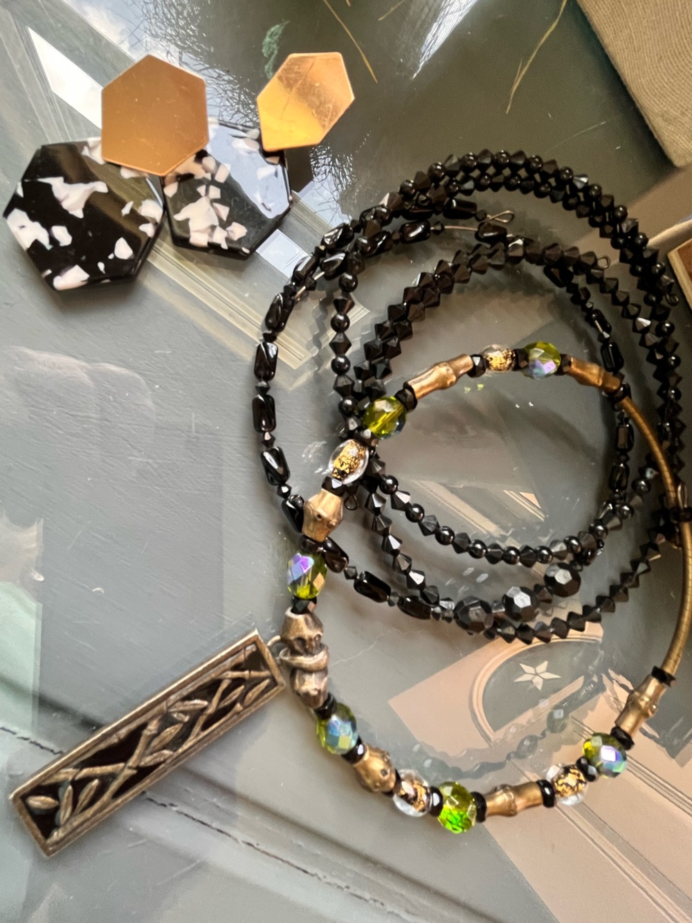 Fashion Jewelry Bundle Chokers, Earrings and Multistrand Necklaces In Wooden Box